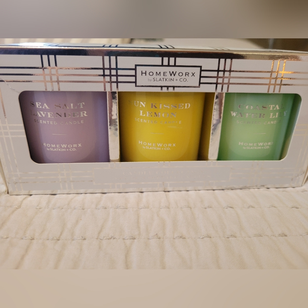HomeWorx Scented Candle Set Of 3 - Lavender, Lemon, and Water Lily (3.5oz Each)